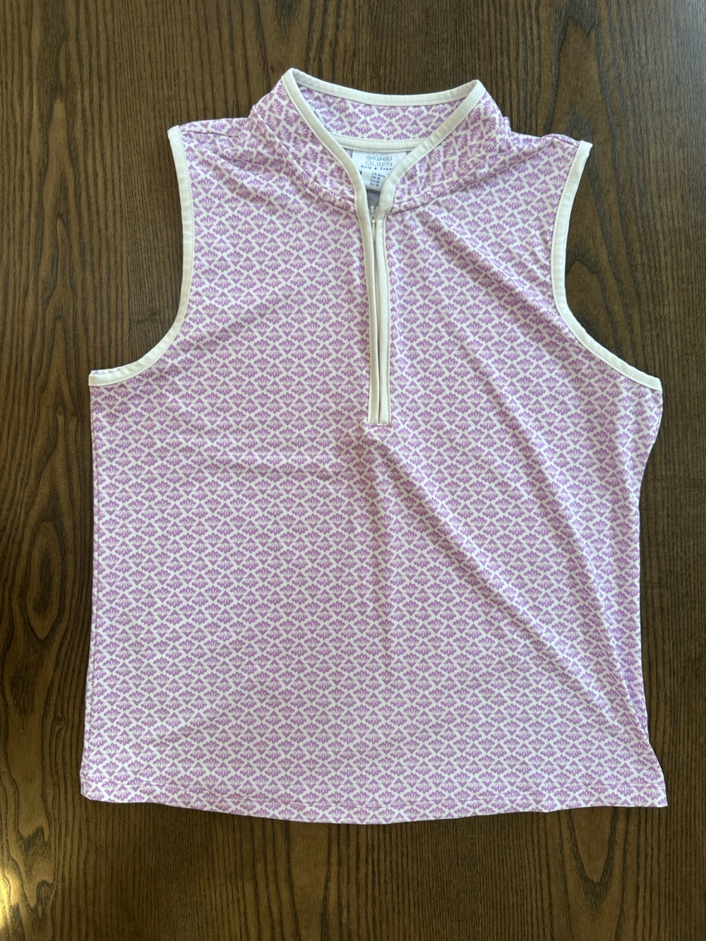 Sigrid Olsen Lavender Floral-Print Tank with Cream Trim
